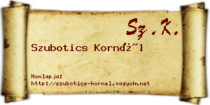 Szubotics Kornél névjegykártya
